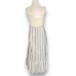 Melloday Embroidered Floral Striped Sundress Smocked Back Ruffle Hem Strapless White Size XS Photo 6