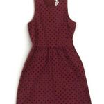 J.Crew Burgundy Maroon Fit & Flare Dress Medium Velvet Dot Retro Preppy Holiday Photo 2