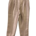 ZARA  Rose Gold Textured Satin Shine High Rise Pants Zip Side Faux Pockets Small Photo 8