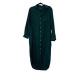 Frank & Eileen  Rory Washed Linen Maxi Shirtdress In Forest Green Photo 1