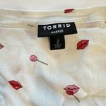 Torrid Harper White Lips Lollipops Rayon Slub 3/4 Sleeve Blouse Size 2X Photo 11