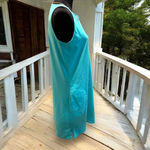 Lands' End Women' Cotton Jersey Tunic Dress Cover-up Capri Aqua Embroidery Photo 4