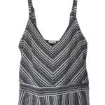 Eyeshadow Stripe Sleeveless Crop Jumpsuit V-Neck Wide Leg Black White Size Small Photo 2