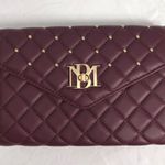 Badgley Mischka Crossbody Bag Diamond Quilting Round Studs Envelope Burgundy New Photo 3