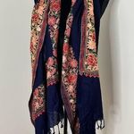 Ahujasons Floral Embroidered Scarf One Size Blue Photo 0