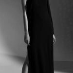 Krisa New One Sleeve Maxi One Shoulder Long Sleeve Side Slit Dress Black Size XS Photo 2