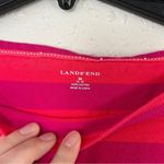 Lands' End Lands’ End Pink Fuschia Boatneck Striped 3/4 Sleeve Blouse Spring Neon Medium Photo 1
