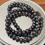 Vintage Natural Freshwater Peacock Pearl 28” Long Necklace 80g. Blue Photo 7