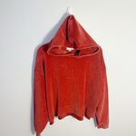 Aerie  Groove On Velour Hoodie Size Medium Cinnabar Orange Pullover Cozy Photo 3