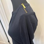 Michael Kors MICHAEL  Navy Long Sleeve T-Shirt Gold Zipper Detail Shoulders Photo 3