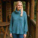 American Eagle  Oversized Dreamspun Mock Neck Chunky Sweater Cozy Holiday XXL Photo 1