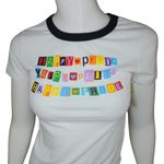 BP . Womens XXS Happy Pride White Graphic Tee Short Sleeve Casual NWT Photo 5