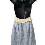 ZARA Womens Bloggers Favorite Crochet Halter Eyelet Mini Dress Blue Size L NWT Photo 1