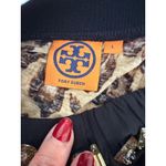 Tory Burch  Leopard Print Silk Wool‎ Embellished Neck Long Sleeve Top Blouse  Bow Photo 3