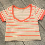 Aerie  athletic Striped Crop Top with Orange Accents Photo 0