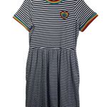 Hot Topic Small Black, White, Rainbow Stripes Heart Patch Dress with Pockets Photo 0