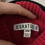 Signature 8 Red Boxy Cotton Blend Sweater Mock Neck Bubble Sleeve Size M Photo 5