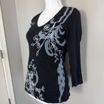 Tryst Vintage  Y2K Woman’s Top Black Sz M 3/4 Sleeve V-neck Whimsigoth Celestial Photo 3