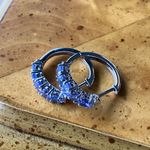 Natural Tanzanite Sterling Silver Hoop Earrings Photo 1