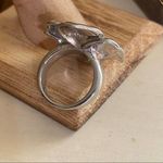 TK316 Stainless Steel Topaz Rhinestone Flower Ring Size 6 Silver Photo 7