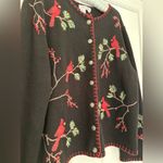 Coldwater Creek Vintage 90s  Cardinal Granny Embroidered Winter Cardigan Sweater Photo 2