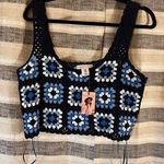 Sincerely Jules Blue Crochet Crop Top Size Medium‎ Photo 0