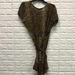 Audrey 3+1  leopard animal print ruffle bottom wrap‎ dress size L Photo 5