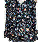 Counterparts  Black Floral Blouse Size Medium Floral Peasant Blouse Photo 0