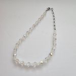 Aurora Borealis Crystal Beaded Necklace 1950s Short Necklace Graduated Beads White Photo 1