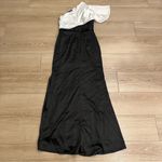 Mac Duggal Ieena for  One Shoulder Drape Colorblock Gown Black White Size 4 Photo 3