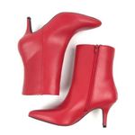 Qupid Women's  Portia Faux Leather Ankle Bootie Size 6.5 Red Photo 2