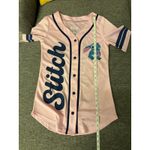 Disney Stitch Baseball Jersey Ohana Graphic Pink Top Cute Fun Women's Photo 3