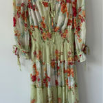 Anthropologie Fig and Flower Women's Boho Floral Print‎ Tiered Maxi Dress Sz S Green Photo 0