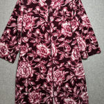 Miss Elaine Medium House Coat Robe Floral Womens Velour Zip Pink Burgundy Photo 0