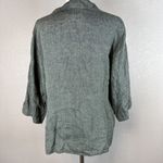 Flax  Womens Button Up Top L Large Green 100% Linen 3/4 Wide Sleeve Minimalist Photo 4