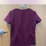 FIGS Women's Casma Three-Pocket Scrub Top in Deep Burgundy.β XS-P Photo 4