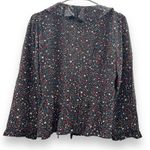 Madewell  Silk Ruffle-Hem Wrap Long‎ Sleeve Top in Starry Night Size M Photo 4