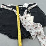 Forever 21 NWT Jean Shorts 30 Womens Black Raw Hem Distressed Floral Scarf Belt Photo 5