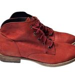 Diba True New  Designer Red Leather Slouchy Lace Up Booties Women size 8.5 Photo 2