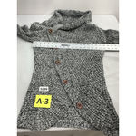 Womans Assymetric Long Sleeve Pullover Sweater Medium Black Gray Cowl Neck Photo 3