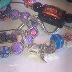 Lot of 10 Multi Color Purple Glass Beaded CZ Rhinestone Boho Stretchy Bracelets Photo 7