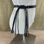 Coldwater Creek Skinny Leather Studded Fringed Belt That Ties S/M Photo 9