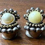 Boutique Vintage Womens Pearl Clip On Earrings with Silver and Gold Accents Photo 1