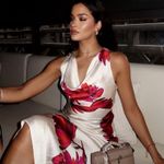 ZARA  dress maxi satin cowl plunge neck floral boho wedding evening party bodycon  Photo 1