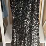 Boutique One shoulder bow tie black formal sequin prom dress Photo 3