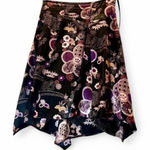 Mixit  Skirt Size 4 Black Purple Pink Floral Print Asymmetrical Hem Midi Photo 0