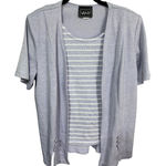 Vintage VANY New York Lavender Twinset Striped Tank & Cardigan Size 18 USA Purple Photo 0