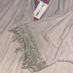 Double Zero  small women’s tan cardigan boho floral crochet back flaw shown Photo 11