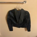 Free People  We The Free Black Hooded Faux Leather Jacket Photo 7