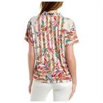 Johnny Was  Size Large  Top Blouse Button Down Collared Floral Abstract Boho Photo 2